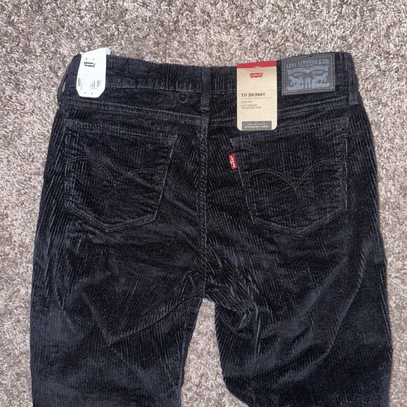 NWT WOMEN'S LEVI STAUSS BOYFRIEND BLACK CORDUROY PANTS SIZE 31x30 - Picture 6 of 7